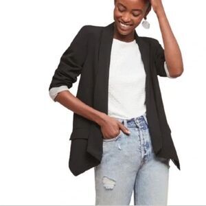 Anthropologie Cartonnier Black Blazer Jacket Draped Open- Front Size Medium NWT